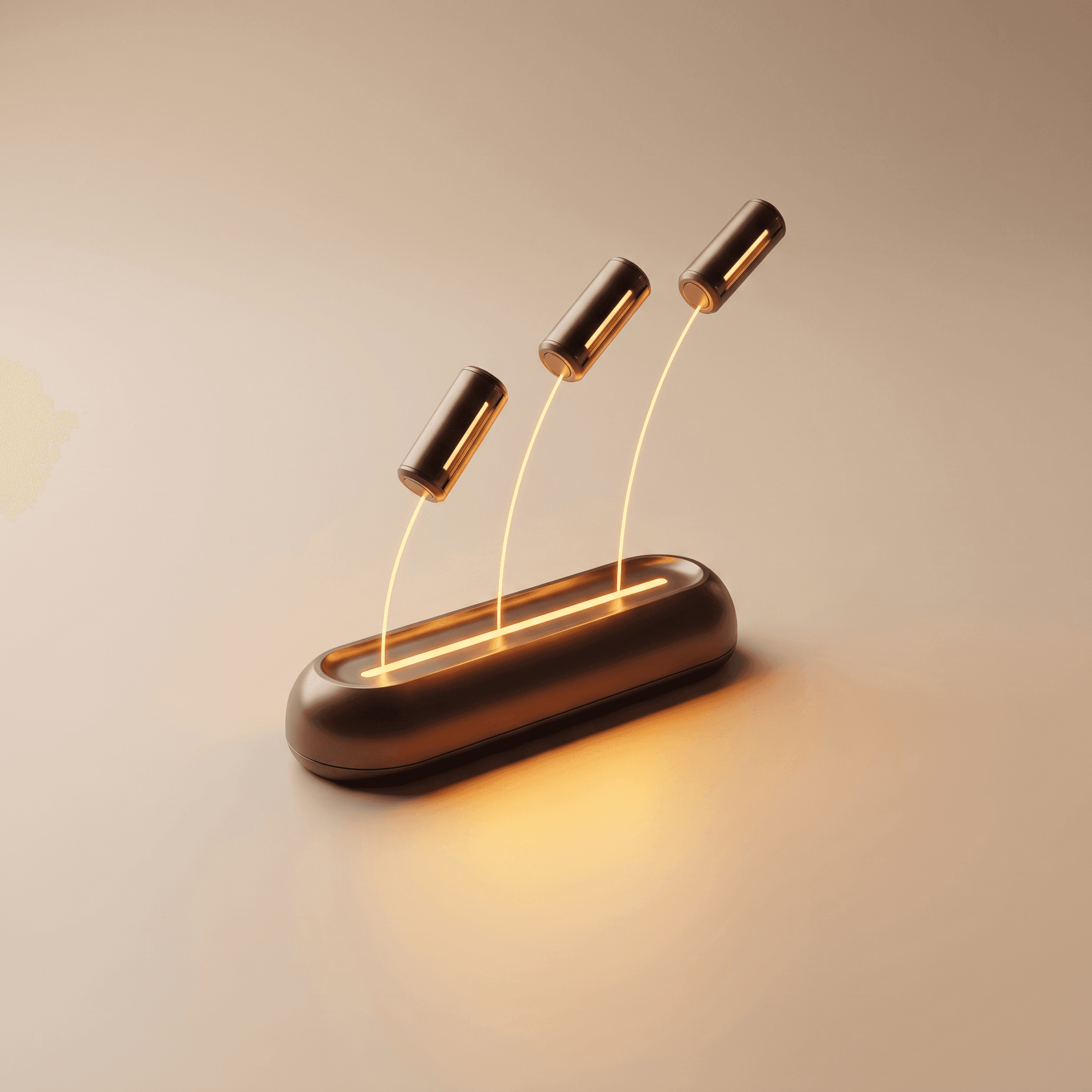 A dark AI system glowing amber as it goes live.